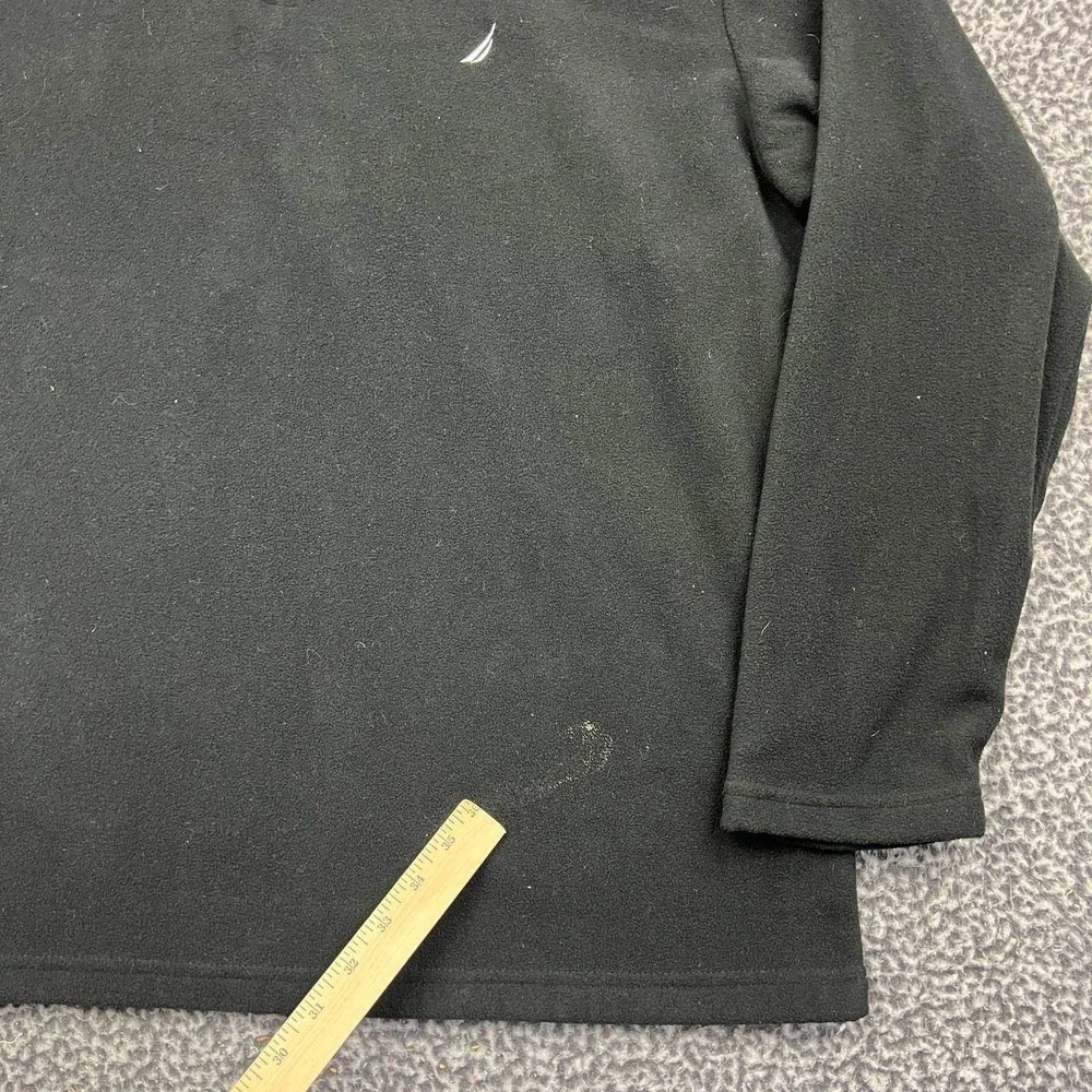 Nautica Sweater Men XL Black Fleece 1/4 Zip Pullover Logo Long Sleeve